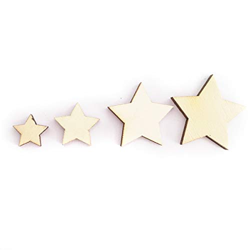 LIOOBO 200pcs Shapes Star Craft Wood Craft Wood Star Shapes Blank Ornaments Decorative Labels Jupiter Ornament Star Shaped Wood Chips Star Jewelry LIOOBO