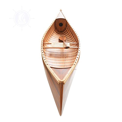 Old Modern Handicrafts Wooden Canoe with Ribs Curved Bow 10' Matte Finish for Display Old Modern Handicrafts