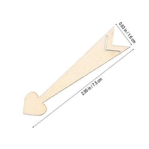 SUPVOX 20pcs Unfinished Wood Cutout Wooden Arrow Shape Natural Wood Pieces for DIY Arts Crafts Projects (Love Heart Arrow) SUPVOX
