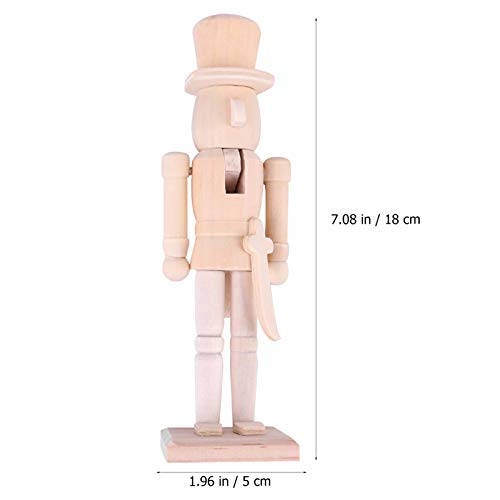 FOMIYES Unpainted Nutcracker,1 Set Unfinished Wood Nutcracker Ornaments to Paint Wooden Nutcracker Figurines DIY Craft with Wig Paint Brush Color DIY FOMIYES