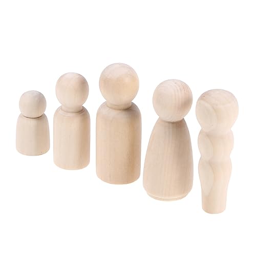 Anneome 50pcs Peg Dolls Unfinished Family Kids Dolls Kids Paint Toys Kids Toys Wood Peg People Wood Manikin for Anneome