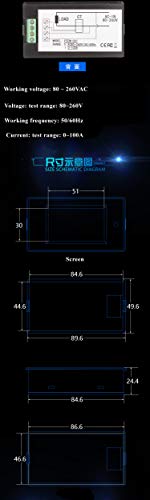 HiLetgo Digital Multimeter AC 80-260V 100A PZEM-061 LCD Display Digital Current Voltage Power Energy Multimeter Ammeter Voltmeter with Current HiLetgo