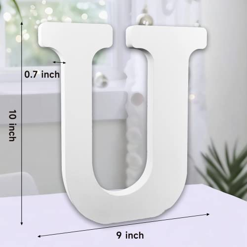 AOCEAN 10 Inch White Big Wood Letters, Unfinished Wooden Letters for Wall Decor Decorative Standing Letters Slices Sign Board Decoration for Craft AOCEAN