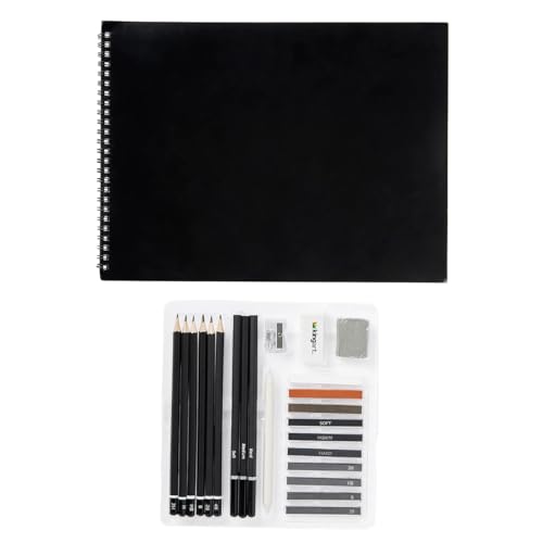 KINGART Studio Sketching & Drawing Set, Sketchbook & Pencil Set, Set of 24 KINGART