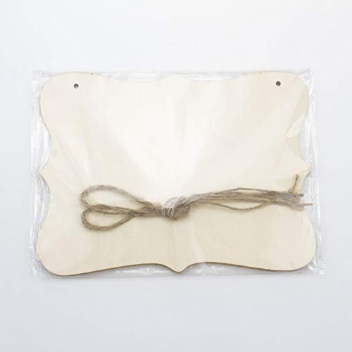 JANOU 3pcs Unfinished Wood Sign Blank Hanging Wooden Plaque DIY Craft Project Wood Sign with Rope Door Wall Art Decorative, Style 1, 9x6.5'' JANOU