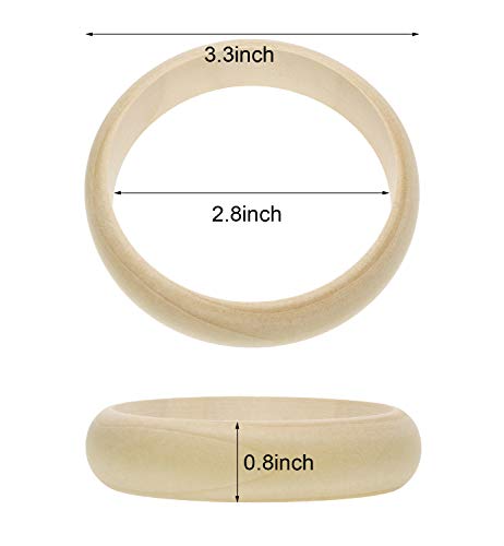 Penta Angel Wood Bangle Bracelets 4Pcs 2.83inch Unfinished Natural Round Wooden Ring for Art & Craft Project DIY Jewelry Making PENTA ANGEL