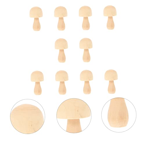 TEHAUX 30 Pcs DIY Wooden Ornaments Unfinished Mushrooms Figures Unfinished Wood Craft Unfinished Wooden Pegs Mushroom Ornaments Unfinished Wood Peg TEHAUX