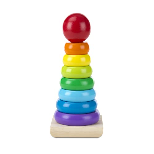 Melissa & Doug Rainbow Stacker Wooden Ring Educational Toy - Wooden Rainbow Stacking Rings Baby Toy, Stacker Toys For Infants And Toddlers Melissa & Doug