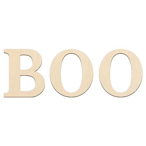 Large Size 12 Inch Wooden Letters Boo Ornaments to Paint, Halloween Decorations DIY Blank Unfinished Wood Ornament Walls Crafts Decorations, Sophena