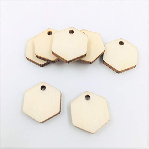 Unfinished Wood Hexagon Shape Earring Blanks Laser Cut Wooden Jewelry Accessories 25 Pieces (1 1/2 " H x 1 2/5" W) NUORUI