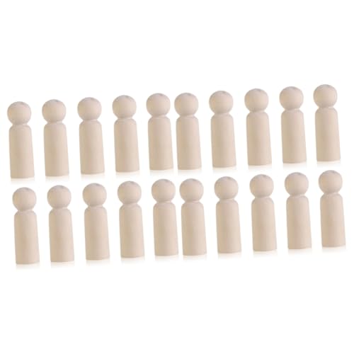 EXCEART 20 Pcs Wooden Peg Doll Peg People Kit Unfinished Wooden Figurines Wooden Peg Figures Wood Doll Figures Peg Dolls DIY Blank Peg People Blank EXCEART