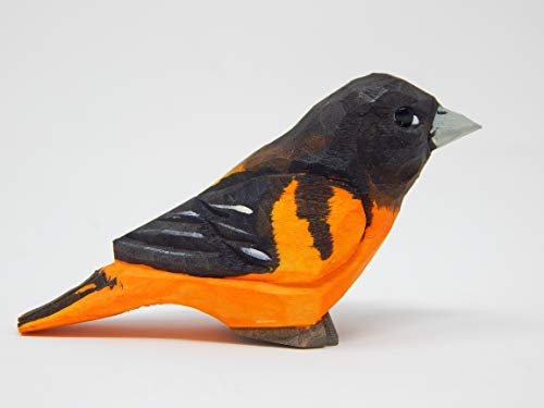 Selsela Oriole Bird Figurine Decoration Baltimore Orchard Wooden Art Statue Carved Small Animal Black Orange Selsela