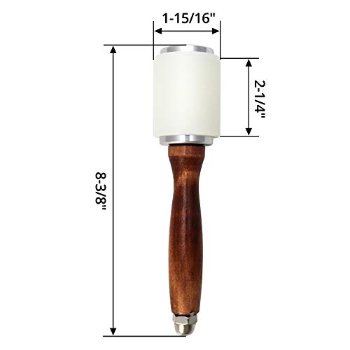 QWORK 8inch Leather Carving Hammer, DIY Leathercraft Mallet with Nylon Straight Head Wood Handle, Sew Leather Cowhide Tool Kit QWORK