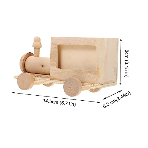 Yardenfun 2pcs Diy Train Pen Holder Unfinished Wooden Toys Mini Unfinished Wooden Train Blank Wood Car Tiny Wooden Storage Basket Unfinished Blank Yardenfun
