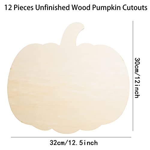 12 Pieces Large Wood Pumpkin Cutouts Blank Pumpkin Shape Cut Out Wooden Pumpkin Cutout Unfinished Wood Craft for Fall Party DIY Thanksgiving AWIZOM