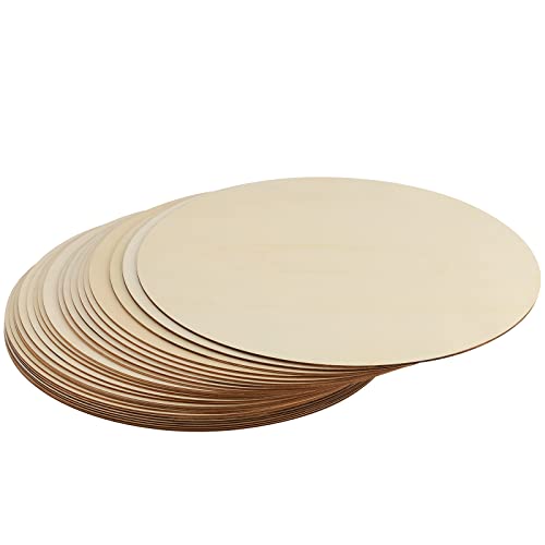 Round Wood Circles, SEHOI 24 PCS 15 Inch Wood Slices, Unfinished Blank Wooden Rounds Slice Wooden Cutouts for Crafts, Door Hanger, Wall Art, DIY and SEHOI