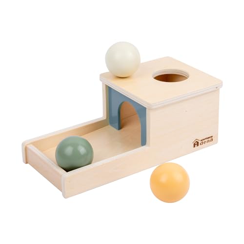 Adena Montessori Object Permanence Box with Tray Three Wooden Balls Montessori Toys for 6-12 Months Baby Adena Montessori