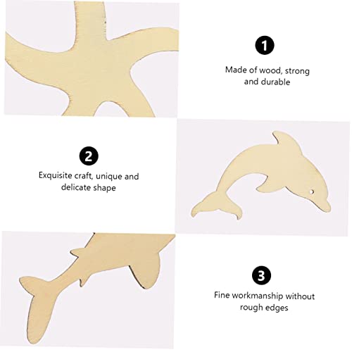ibasenice 56 Pcs Ocean Cartoon Wood Chips Ornaments for Kids Unfinished Wood Seahorse Ocean Life Cutouts Wood Paint for Crafts Wood Cutouts for ibasenice