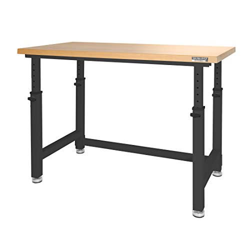 Seville Classics UltraHD Heavy Duty Height Adjustable Workbench Table w/ Solid Wood Top, 1000 lbs. Weight Capacity Workstation for Garage, Warehouse, Seville Classics