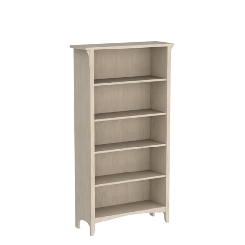 Salinas Antique White 5-Shelf Bookcase Set - Elegant Storage Solution for Any Room Bush Furniture