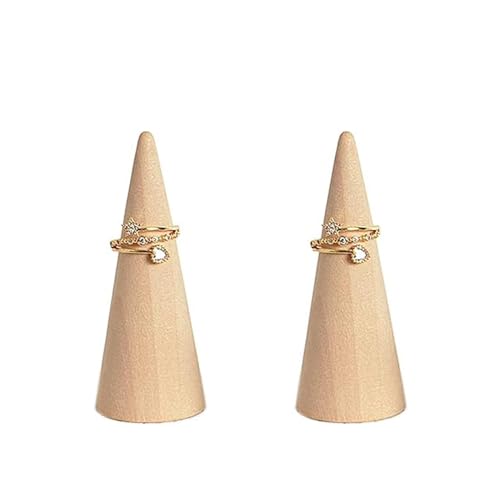 10pcs Unfinished Wooden Craft Cones Wood Cone Ring Holder Unpainted Finger Jewelry Display Stand Organizer for DIY Crafts Painting 2. 5x5cm Beavorty