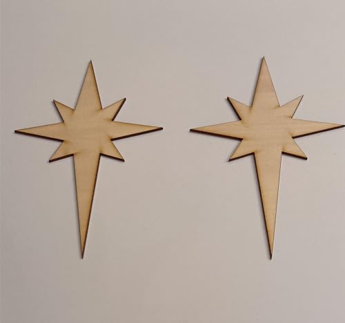 Set of 15 North Star Wood Blanks,Nativity Bethlehem Unfinished Wood Sta for Craft Supplies (4'') RUIXUAN