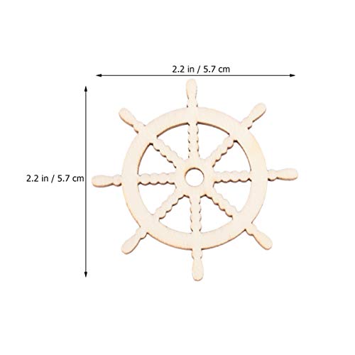Healifty 100pcs Wooden Rudder Nautical Ornaments Beach Coastal Decor Painted Unfinished Wood Cutouts Shapes Pieces Crafts Pendants for Wedding Table Healifty
