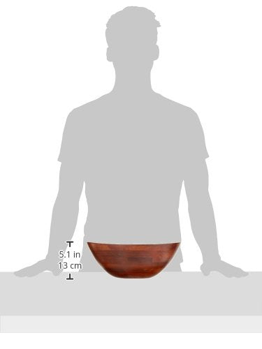 Lipper International Cherry Finished Wavy Rim Serving Bowl with 2 Salad Hands, Large, 13" x 12.5" x 5", 3-Piece Set Lipper International