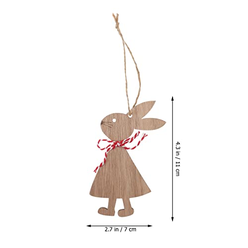 SEWACC 6pcs Easter Bunny Wooden Cutout Unfinished Wood Bunny Slices Wooden Rabbit Hanging Ornament Unpainted Easter Wood Slice Easter Party Crafts SEWACC