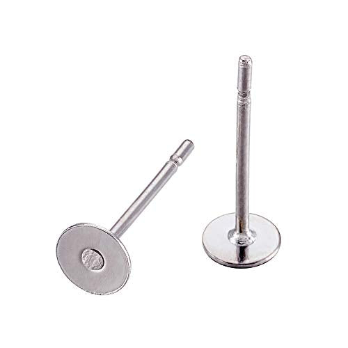 Craftdady 500Pcs Stainless Steel Earring Posts 4mm Flat Pad Blank Tray Stud Earrings for Earring Jewelry Making Craftdady
