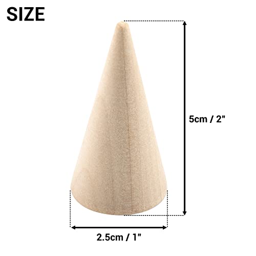 IFAMIO 10 Pieces Wood Ring Cone Stand Wooden Single Ring Display Holder Cone Shape Ring Display Support Ring Rack Ring Holder Jewelry Display Stand IFAMIO