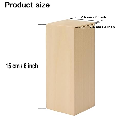 2 Pack Unfinished Basswood Carving Blocks Kit, 6 x 3 x 3 Inch Unfinished Bass Wood Whittling Soft Wood Carving Block Set for Kids Adults Wood Carving PONGJA