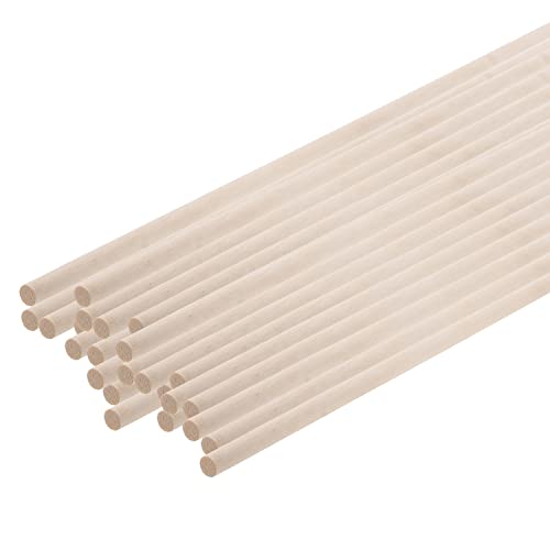 Mandala Crafts ¼ Inch Birch Wooden Dowel Rods 36 Inches - 50 Round Wood Sticks for Crafts Macrame - Natural Unfinished Wood Dowels for Cake Dowels Mandala Crafts