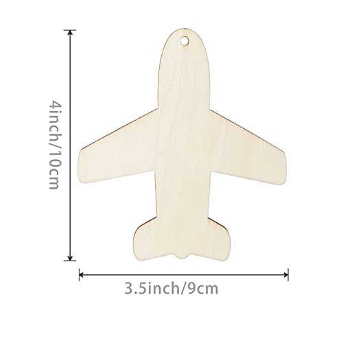 Airplane Wooden Outer Space Wood with Twines Art Unfinished Ornaments for Wedding Birthday Theme of Universe Party Decoration 20Pcs Zontween