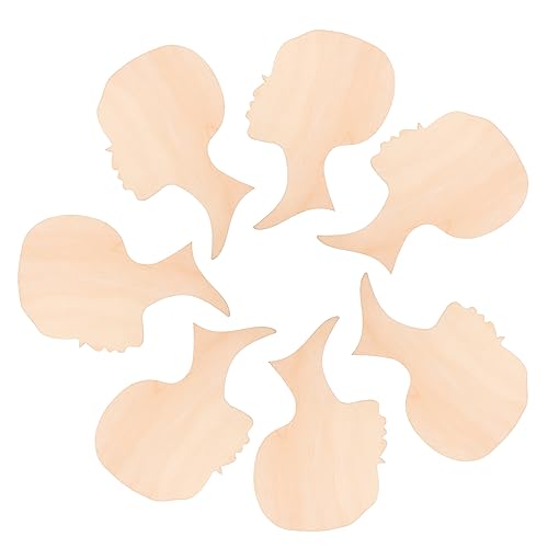 SEWACC 10pcs Painting Wood Chips Wooden Template Head Woman Silhouette Wood Head African Girl Wooden Slices Wood Cutout DIY Wood Cutout Crafts Wood SEWACC