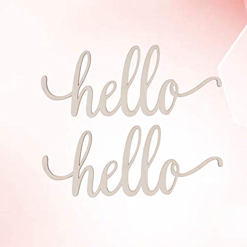 STOBOK 2pcs Wooden Hello Letter Signs Unfinished Wooden Hello Sign Rustic Wall Art Decoration Decorative Signs for Home Restaurant Wedding STOBOK