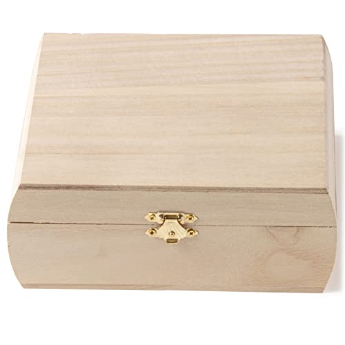 7.25" Unfinished Curved Sides Wooden Box by Make Market - Ready-to-Decorate Wood Box for Trinkets, Coins, Jewlery, Valuables - Bulk 8 Pack Make Market