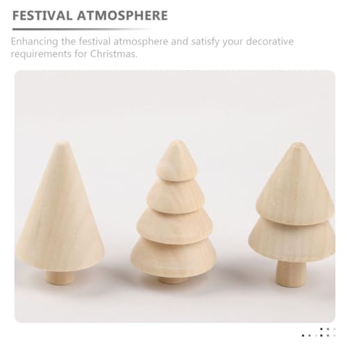 ABOOFAN Unfinished Wooden Figurines 3pcs Mini Wooden Christmas Tree and 1pc Unfinished Wood Acorn Unpainted Blank Figurines Wood Trees Peg People for ABOOFAN