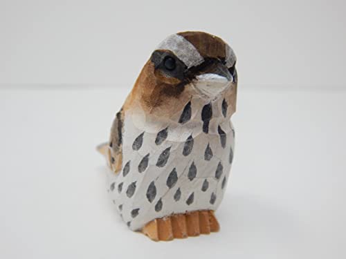 Selsela Sparrow Brown Bird Keychain Ring Hook Clip Charm Miniature Wood Mini Figurine Small Animal Selsela