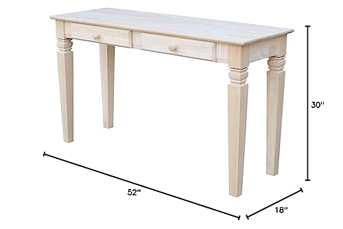 International Concepts Java Sofa Table with 2 Drawers, Unfinished IC International Concepts