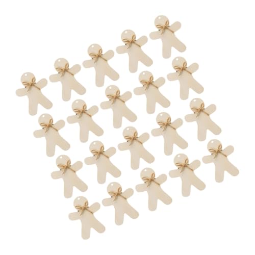 Yardenfun 20 Sets Wooden Hang Tag Xmas Gingerbread Tags Unpainted Xmas Cutouts Unfinished Gingerbread Cutout Xmas Wooden Gift Tags Gingerbread Wood Yardenfun