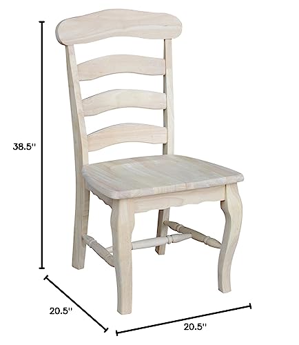 International Concepts Country french Chair with Solid Seat, Unfinished IC International Concepts