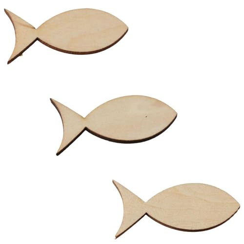 Uniquer 100 PCS Unfinished Wooden Fish Cutout Slices,Blank Wooden Solid Fish Slices for DIY Painting Crafts,Ocean Theme Party Uniquer