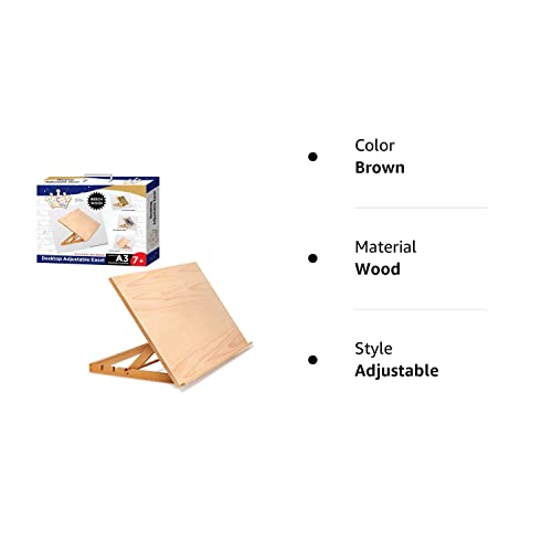 Lucky Crown US Art Adjustable Wood Desk Table -Light Weight, Easel with Strong Support LUCKY CROWN