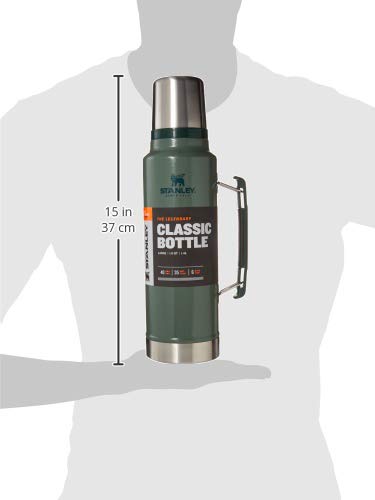Stanley Classic Vacuum Insulated Wide Mouth Bottle - Hammertone Green - BPA-Free 18/8 Stainless Steel Thermos for Cold & Hot Beverages - 1.5 QT STANLEY