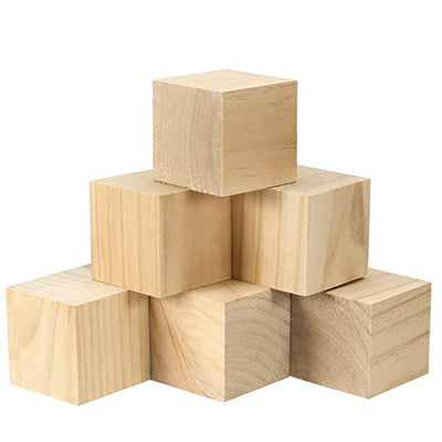 SEHOI 8 Pack 3 Inch Wooden Cubes, Unfinished Natural Wood Blocks, Blank Wood Square Blocks Wood Cubes for Crafts and DIY Décor