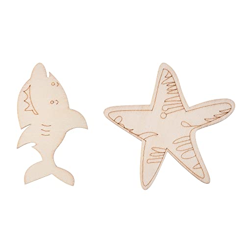 48PCS Unfinished Wood Ocean Animal Cutouts for Kids,Wooden Painting Bulk Crafts for Kids to Paint,Sea Animal Life Cutouts for Home Decoration DIY QDXATIVP