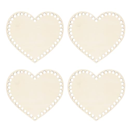STOBOK 4pcs Wooden Basket Bottoms for Knitting Wooden Basket Bottom Basket Bottom for Crochet for Crochet Unfinished Wooden Round Weaving Knitting STOBOK