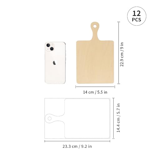 PYD Life 12 Pack Plywood Sublimation Cutting Board Blanks with Handle 9 x 5.5 Inch,Rectangle Wood Chopping Board for Sublimation DIY Craft Christmas PYD Life