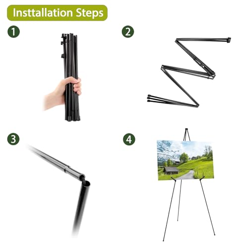 AROIC 63 "Easel Stand for Display, 10 Pack Portable Foldable Metal Easel, Easels for Signs Wedding Logos,Arts, Painting,Adjustable Floor Easels with AROIC